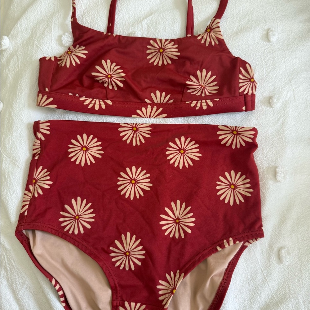 Madewell Second Wave Retro High Waisted Bikini in Daisy Dream
